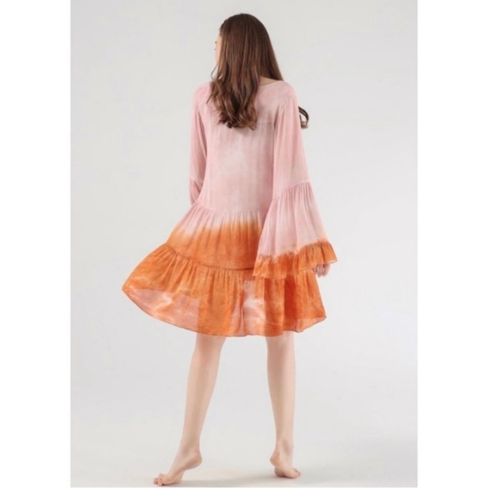 YOUNG FABULOUS & BROKE Lightweight Tie Dye Dress Bell Sleeve Size Small - Picture 3 of 10